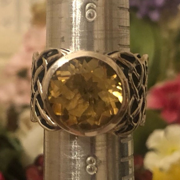 Vintage Silpada Sterling Silver and Citrine Statement Ring Size 7 - Picture 5 of 9